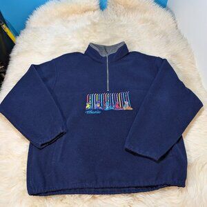 Vintage Whistler Ski and Ski Boot Quarter Zip Blue Fleece Men Size XL